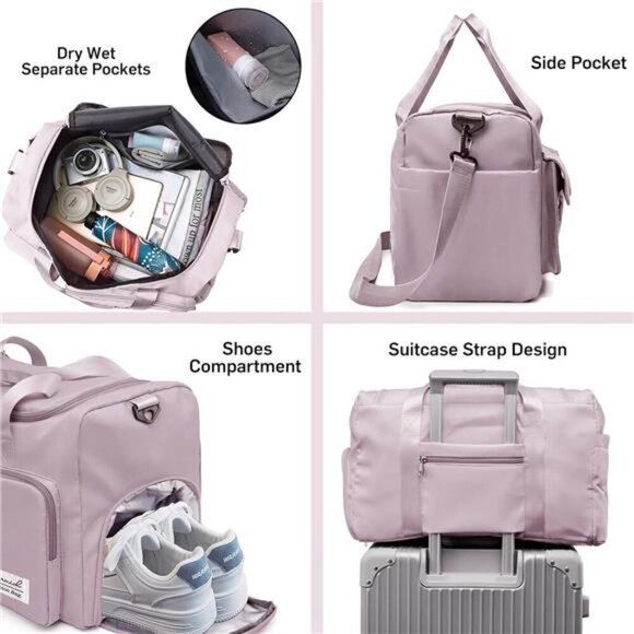 Sports Gym Bag with Shoes Compartment- Pink - Picture 3 of 6